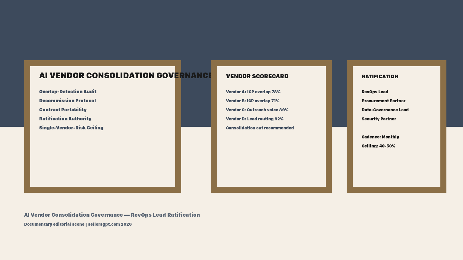 AI Vendor Consolidation Governance in 2026 — Keep a Single Source of Truth, but the RevOps Lead Owns the Cut